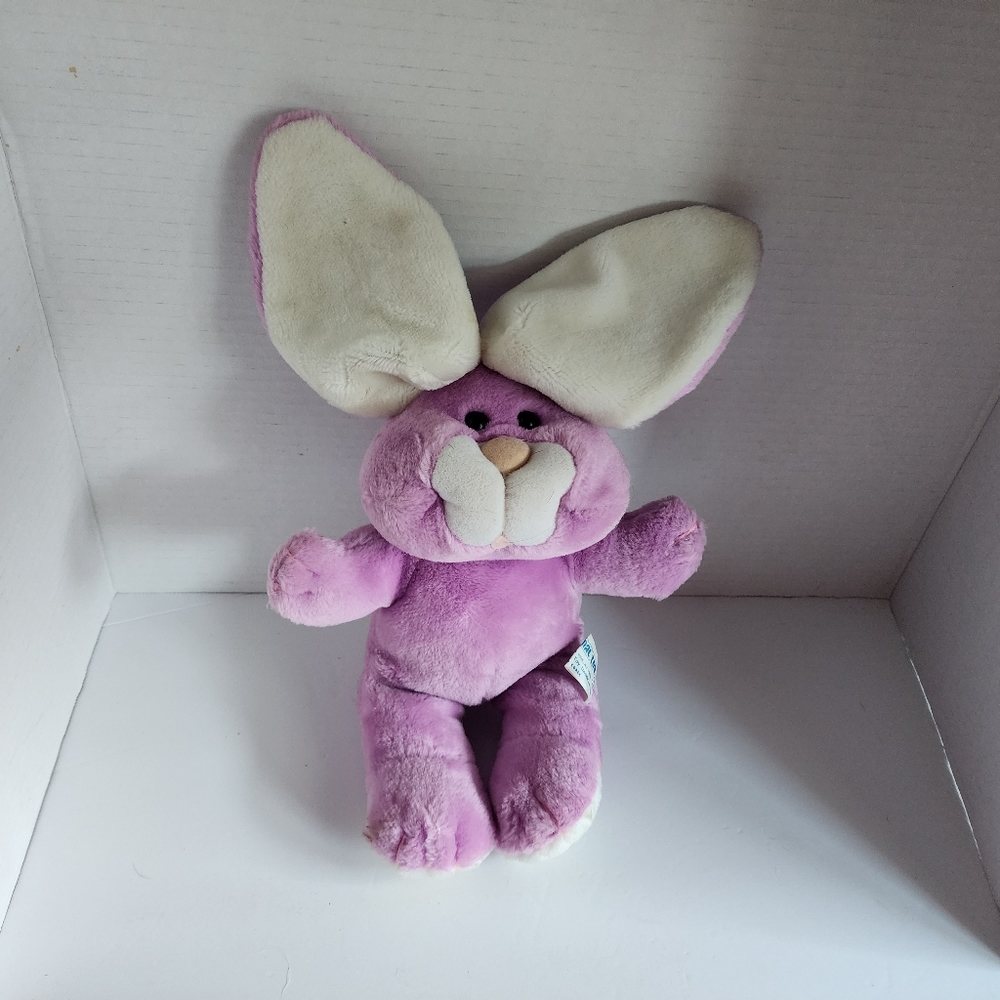Vintage 1980s Animal Toy Imports Inc. Purple Easter Bunny Plush